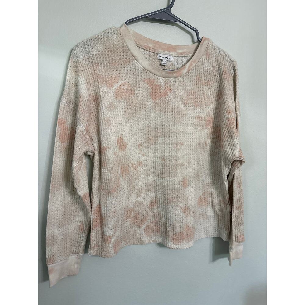 Love, Fire Waffle Knit Lounge Set | Tie Dye Cream/Blush | XL
